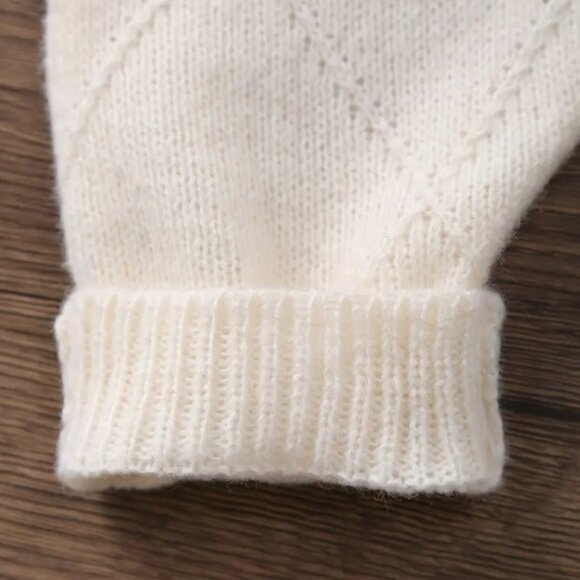 Baby Girls White Pink Floral Sweater Romper - Picture 5 of 7